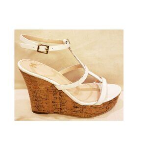 Sandals Platform Wedge Heels by MiC Size-8.5B White Leather